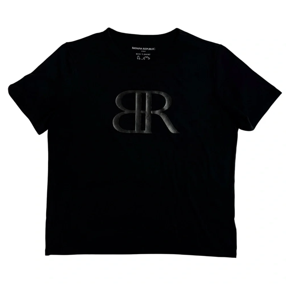 Banana Republic Black Short-Sleeve Tee with Raised Logo